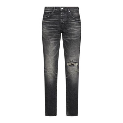 Zwarte Verf-Spatten Denim Jeans Purple Brand , Black , Heren