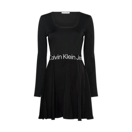 Zwart Artistiek Jurk Calvin Klein , Black , Dames
