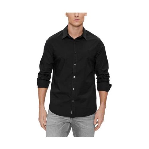 Urban Zwarte Overhemd Calvin Klein , Black , Heren
