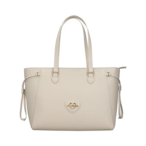 Elegante Ivory Shopper Tas Moschino , Beige , Dames