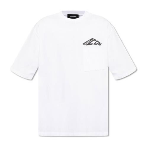 T-shirt met logo Dsquared2 , White , Heren