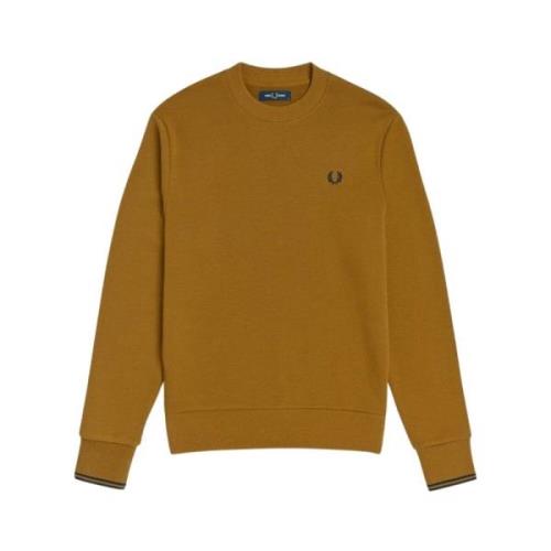 Katoenmix Crewneck Sweatshirt Fred Perry , Brown , Heren