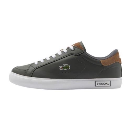 Sportieve Powercourt Sneakers met Borduursel Lacoste , Gray , Heren