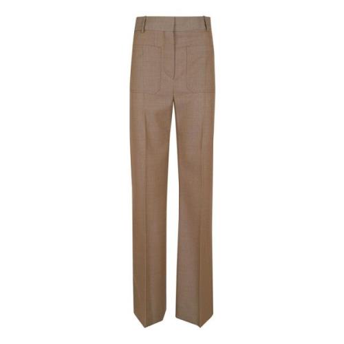 Hoge Taille Wijde Pijp Broek Victoria Beckham , Beige , Dames