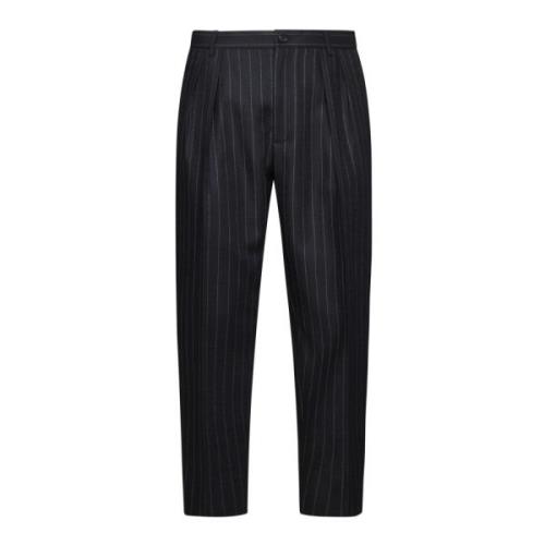 Pinstripe Wool Tapered Trousers Dolce & Gabbana , Black , Heren