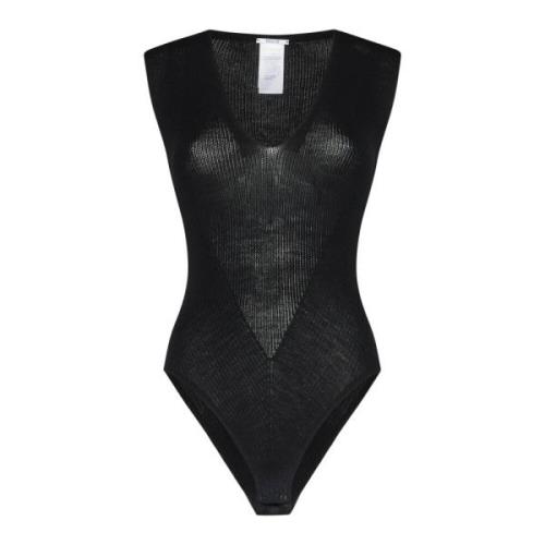 Zwart Rib Net Body Top Wolford , Black , Dames