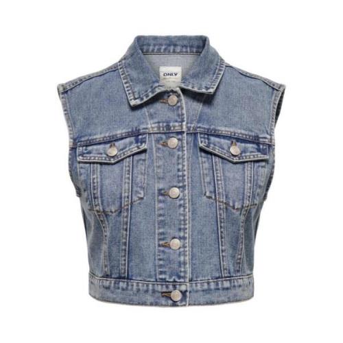 Blauw Denim Vest Only , Blue , Dames