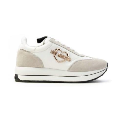 Vetersneakers met Metalen Hartdetail Love Moschino , White , Dames