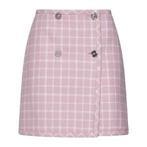 Geruite Hoge Taille Rok Versace , Pink , Dames