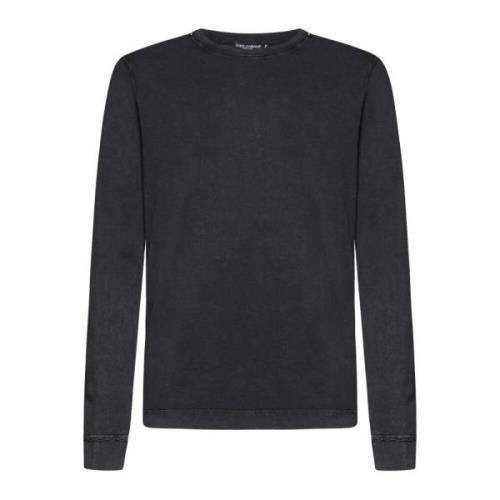 Zwarte Crew-Neck Katoenen Sweatshirt Dolce & Gabbana , Black , Heren