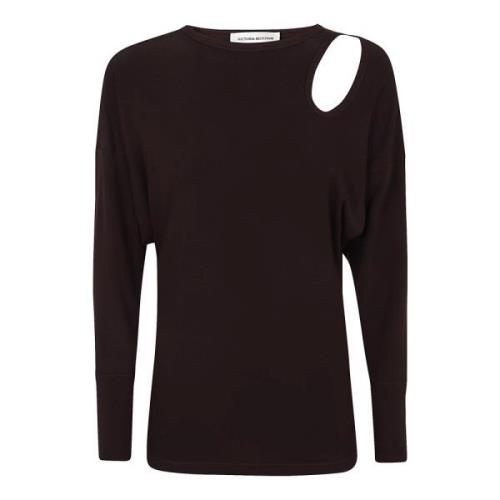 Twist Detail Jersey Top Victoria Beckham , Brown , Dames