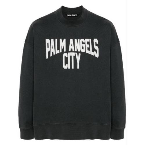 Grijze Logo Print Crew Neck Sweater Palm Angels , Gray , Heren