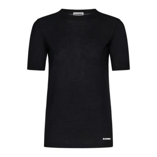 Zwart Logo Print T-shirt Jil Sander , Black , Dames