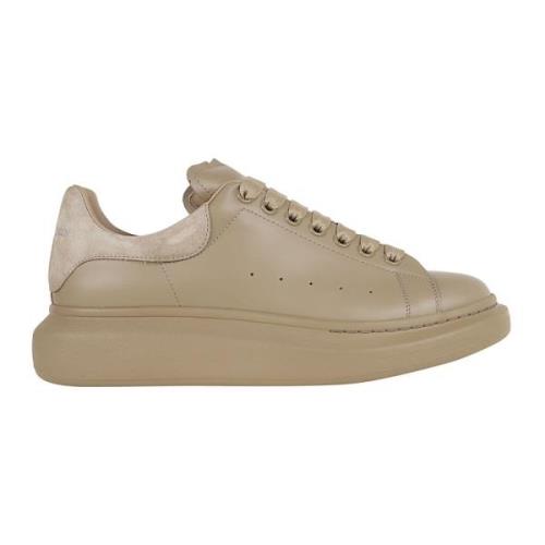 Bruine Leren Sneakers Oversize Stijl Alexander McQueen , Brown , Heren