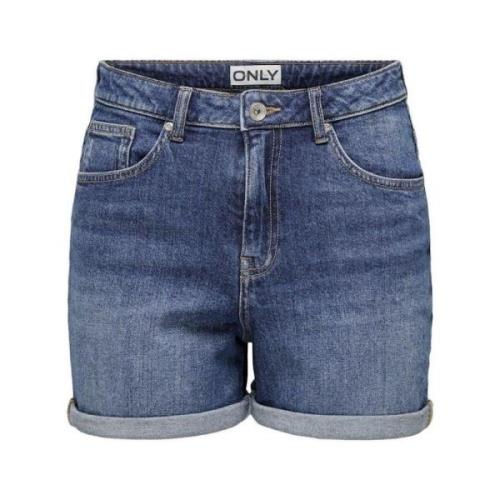 Stretch Denim Shorts in Middelblauw Only , Blue , Dames