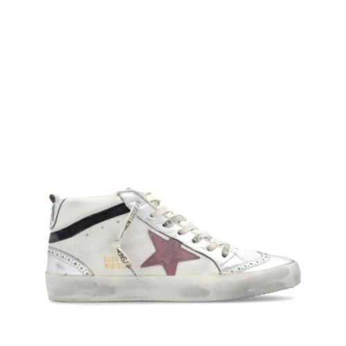 Verontruste Leren Sneakers Golden Goose , White , Dames