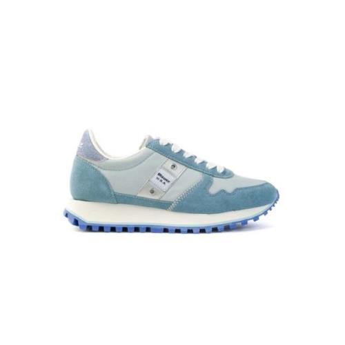 Lichtblauwe Hardloopsneakers met Glitterdetail Blauer , Blue , Dames