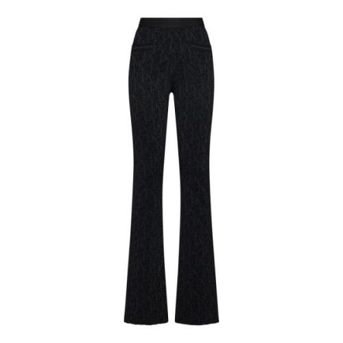 Zwarte Gebreide Monogram Broek Palm Angels , Black , Dames