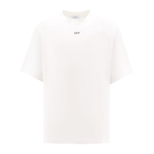 Katoenen Crew-neck T-shirt met Print Off White , White , Heren