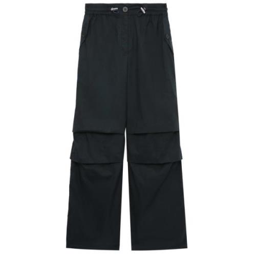 Donkerblauwe Parachute Broek Halfboy , Black , Dames