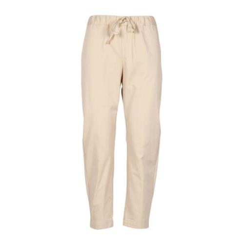 Trekkoord Katoenen Broek Semicouture , Beige , Dames