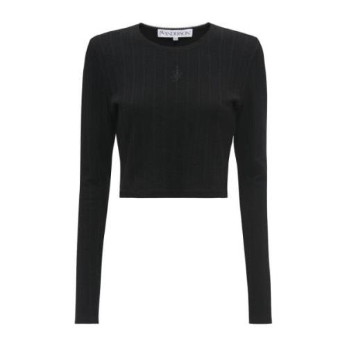 Anker Geborduurde Crop Top JW Anderson , Black , Dames