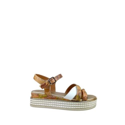 Beige Iconische Geografische Print Sandalen Alviero Martini 1a Classe ...