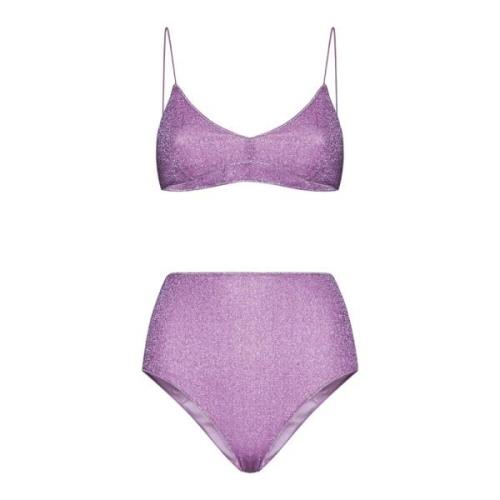 Paarse Lurex Bikini Set Oseree , Purple , Dames