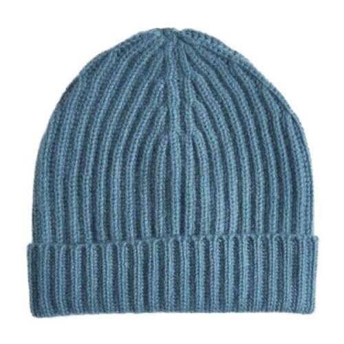 Geribbelde Cashmere Beanie in Aqua Groen Malo , Blue , Heren