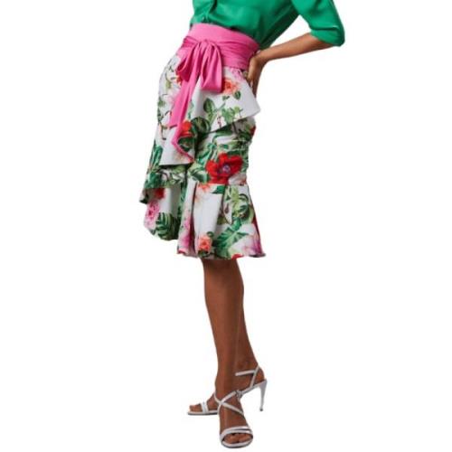 Bloemen Ruffle Rok Moskada , Multicolor , Dames