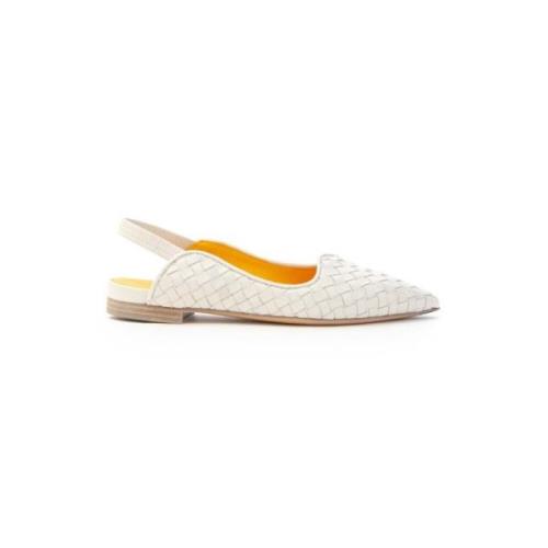 Gevlochten Leren Slingback Schoenen Mara Bini , White , Dames