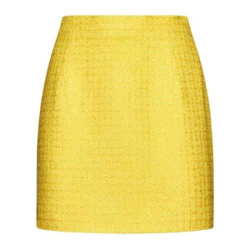 Gele Tweed Check A-Lijn Rok Alessandra Rich , Yellow , Dames