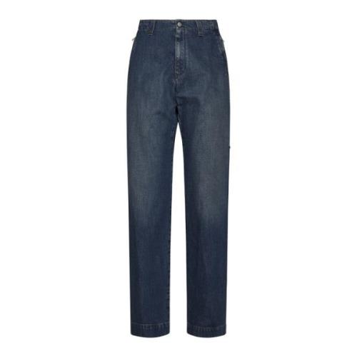 Indigo Wide Leg Denim Jeans MM6 Maison Margiela , Blue , Heren