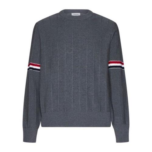 Gestreepte Crew Neck Sweater Thom Browne , Gray , Heren