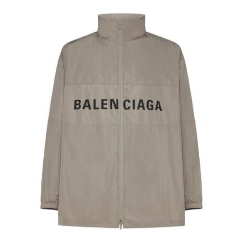 Beige Jassen met Wit/Blauw Balenciaga , Beige , Heren