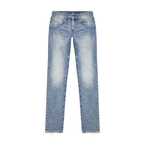 Slim D-Strukt Blauw Hybride Denim Jeans Diesel , Blue , Heren