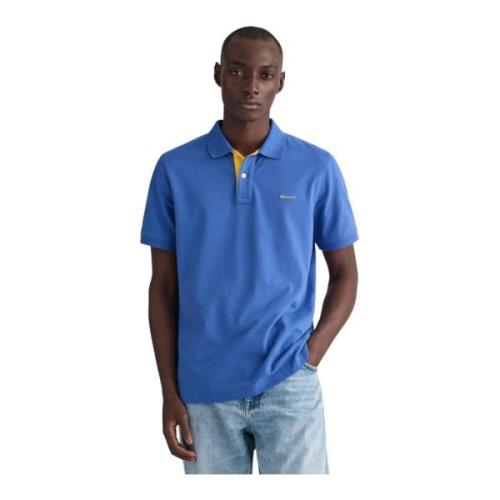 Katoenen Polo Regular Fit Logo Geborduurd Gant , Blue , Heren