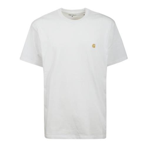 Chase Wit Katoen Logo T-Shirt Carhartt Wip , White , Heren