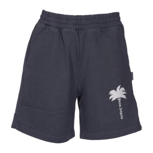 Grijze Logo Bermuda Shorts Elastische Taille Palm Angels , Gray , Here...