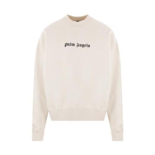 Beige Sweater met Logo Print Palm Angels , Beige , Heren