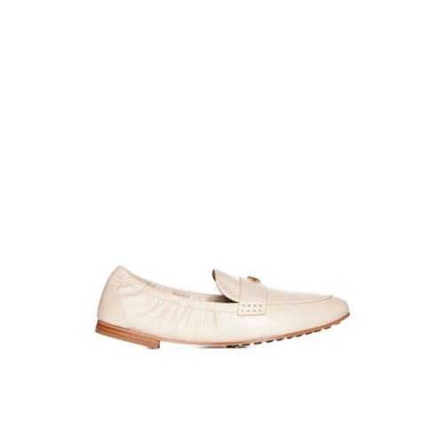 Off-White Logo-Plaque Loafers Tory Burch , Beige , Dames