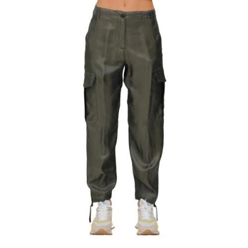 Cargo broek met trekkoord en manchet Aspesi , Green , Dames