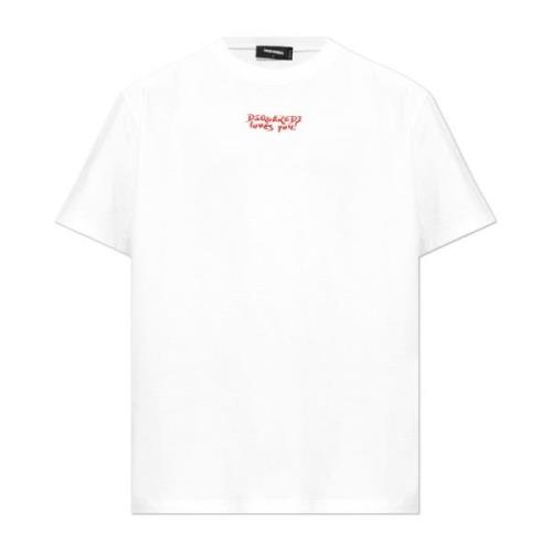 T-shirt met logo Dsquared2 , White , Heren