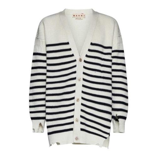 Gestreepte V-hals Cardigan Sweaters Marni , Multicolor , Heren