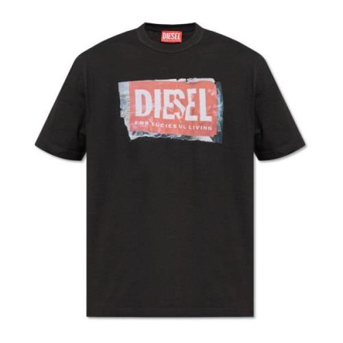 T-shirt met T-Adjust-Q6 logo Diesel , Black , Heren