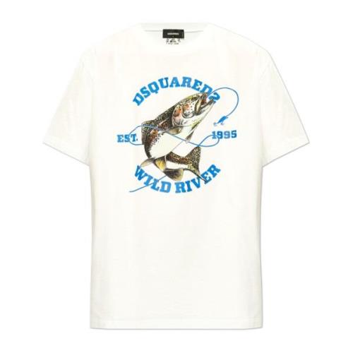 T-shirt met logo Dsquared2 , White , Heren