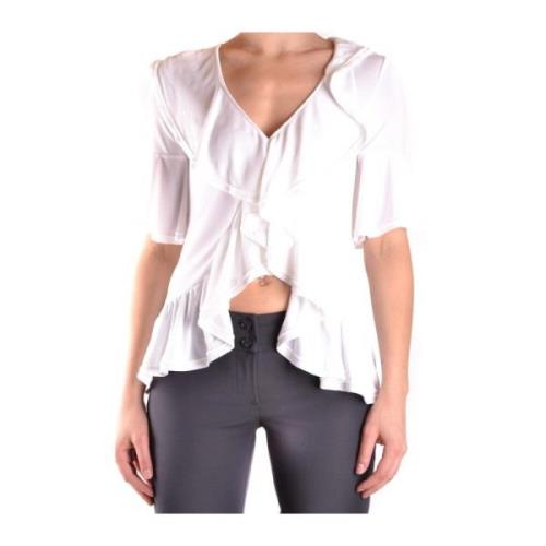 Eén Schouder Korte Mouw Top Dondup , White , Dames