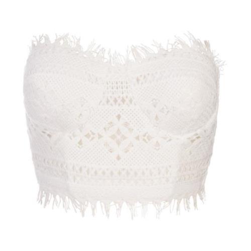 Witte Macramé Crop Top met Bandontwerp Ermanno Scervino , White , Dame...