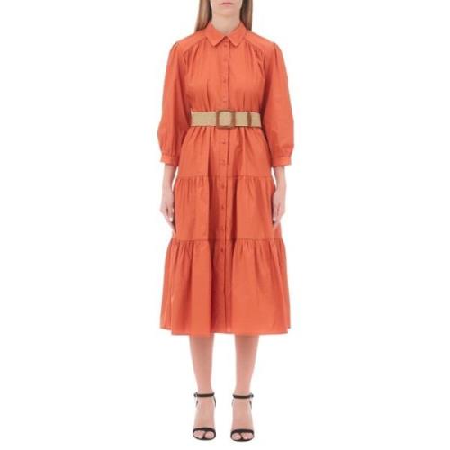 Katoenen Midi Jurk Liu Jo , Orange , Dames