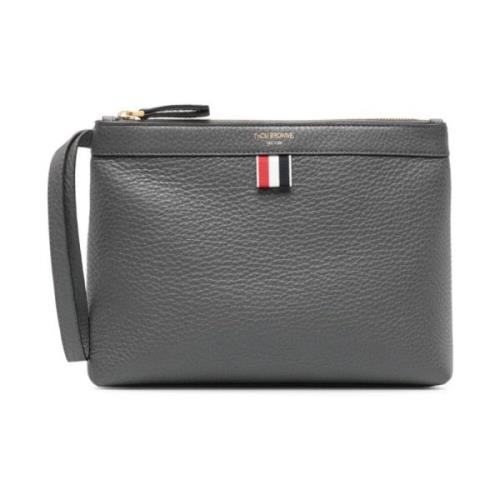 Grijze Portemonnee van Korrelig Leer met Logo Thom Browne , Gray , Dam...